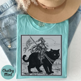 Funny Medieval Knight Cat Rider T-Shirt