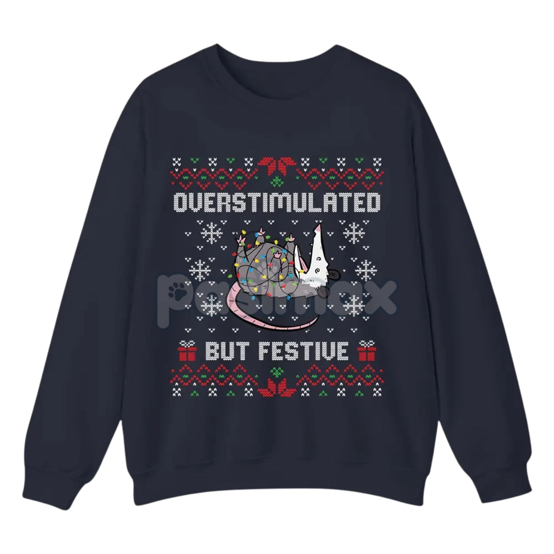 Pasimax Funny Opossum Christmas Sweatshirt — main product shot