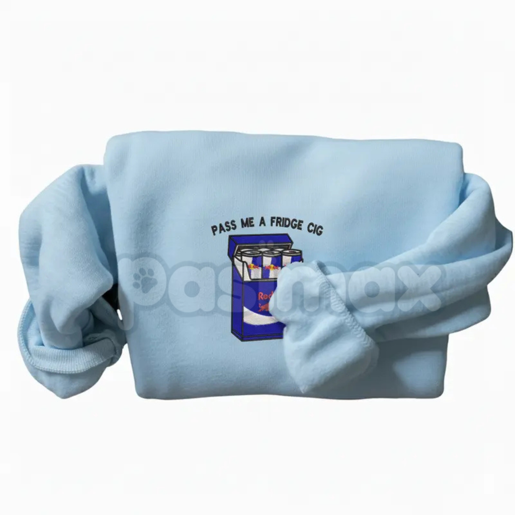 Pasimax Funny "Pass Me A Fridge of Blue Soda" Embroidered Sweatshirt – Humorous Quote Crewneck — main product shot