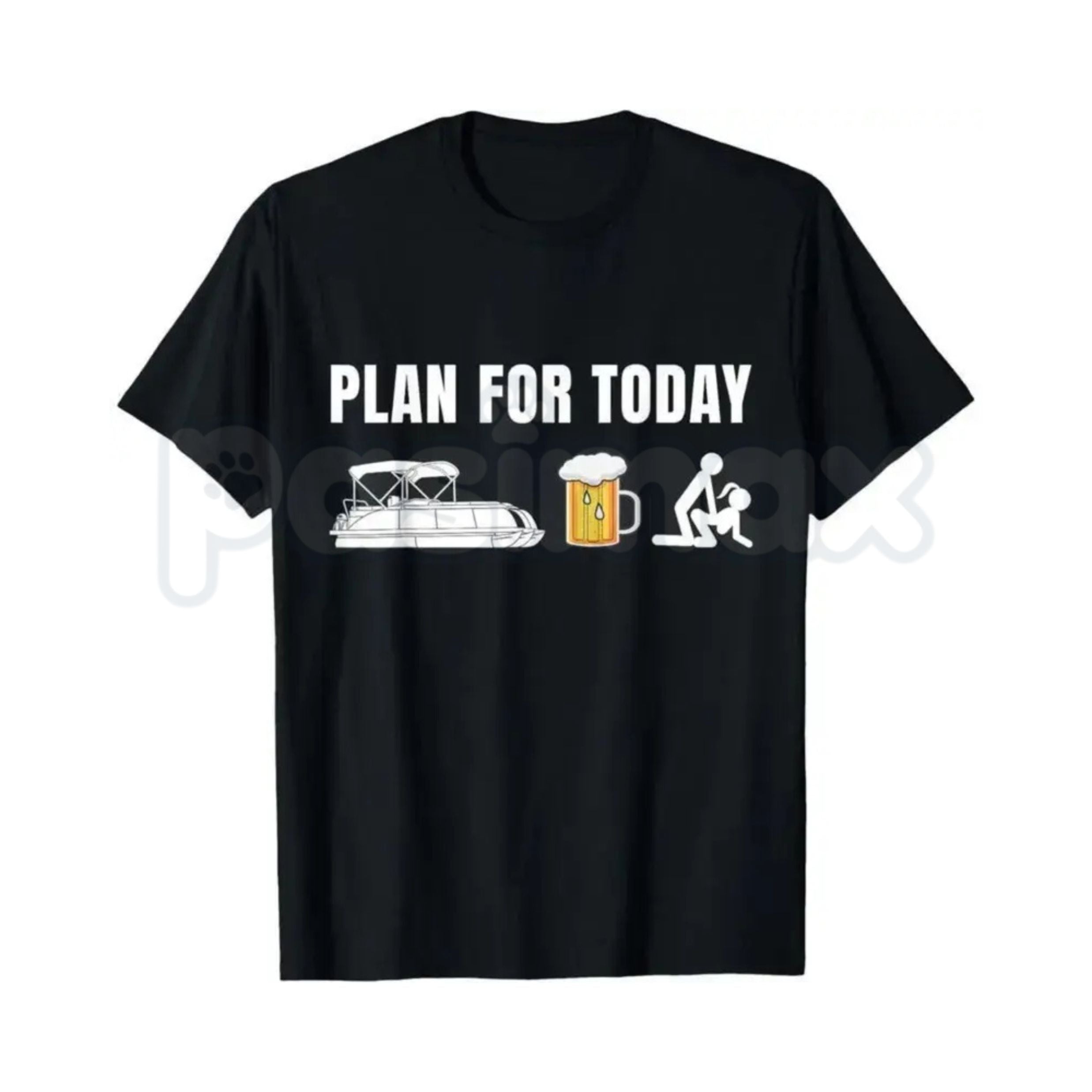 Funny Pontoon Boat "Plan For Today" T-Shirt – Beer & Boating Mens Graphic Tee, Premium 100% Cotton Lake Life Humor Top, Soft Lived-In Heavyweight Nautical Drinking Shirt, Made in USA