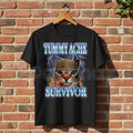 Funny "Tummy Ache Survivor" Cat Meme T-Shirt – Sarcastic Graphic Humor Tee, Premium 100% Cotton Relatable Animal Top, Soft Lived-In Heavyweight Dramatic Cat Shirt, Made in USA