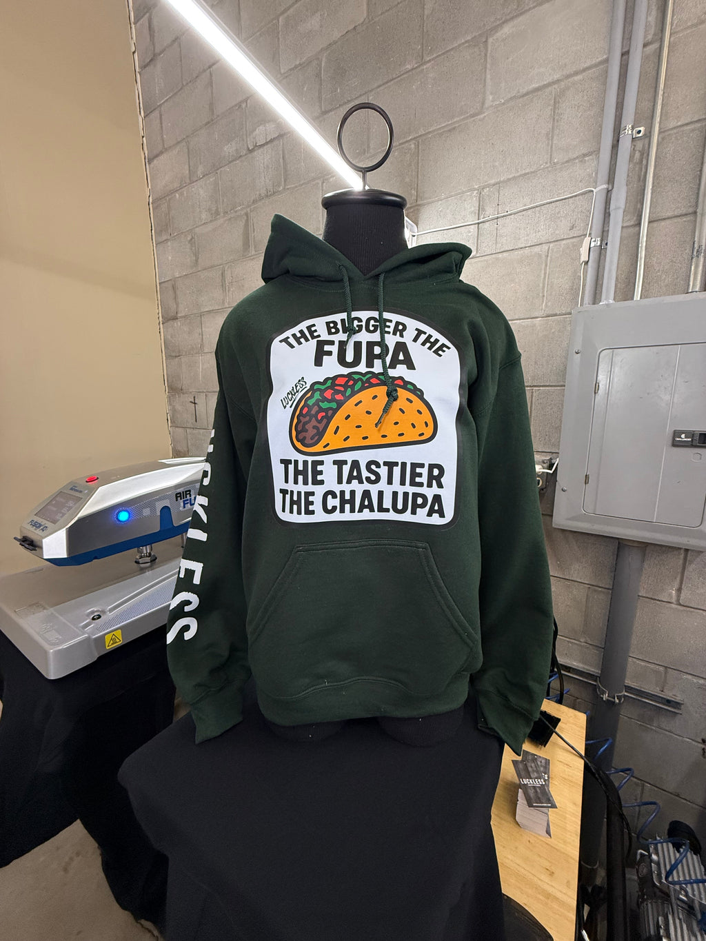 Luckless Outfitters Fupa Chalupa Hoodie — detail close-up