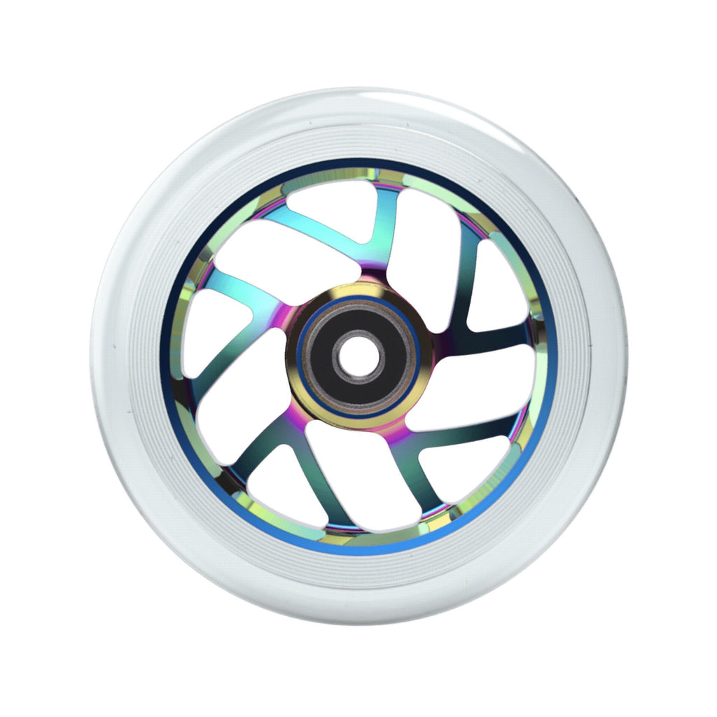 Fuzion Flight Wheels 110mm - Clear/Neochrome Core (Pair) by Skates USA