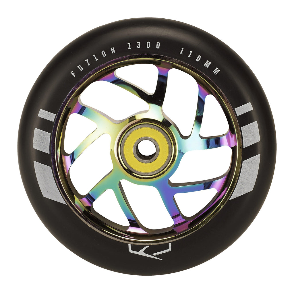 Fuzion Flight Wheels 110mm - Black/Neochrome Core (Pair) by Skates USA