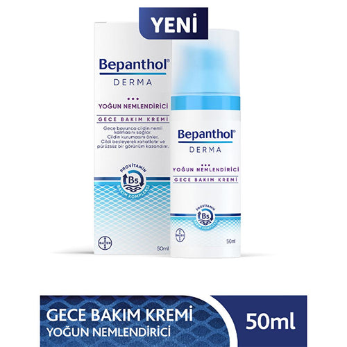 Bepanthol Derma Intense Moisturizing Night Face Cream - Repair & Soothe Dry Skin Overnight with Natural Oils for Facial Dryness Relief