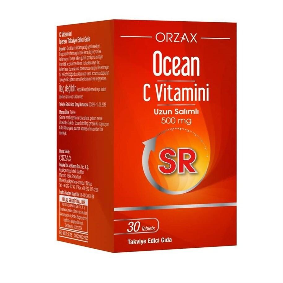 Ocean Vitamin C-SR Sustained Release Vitamin C Supplement for Adults - 30 Tablets, Immune System Support