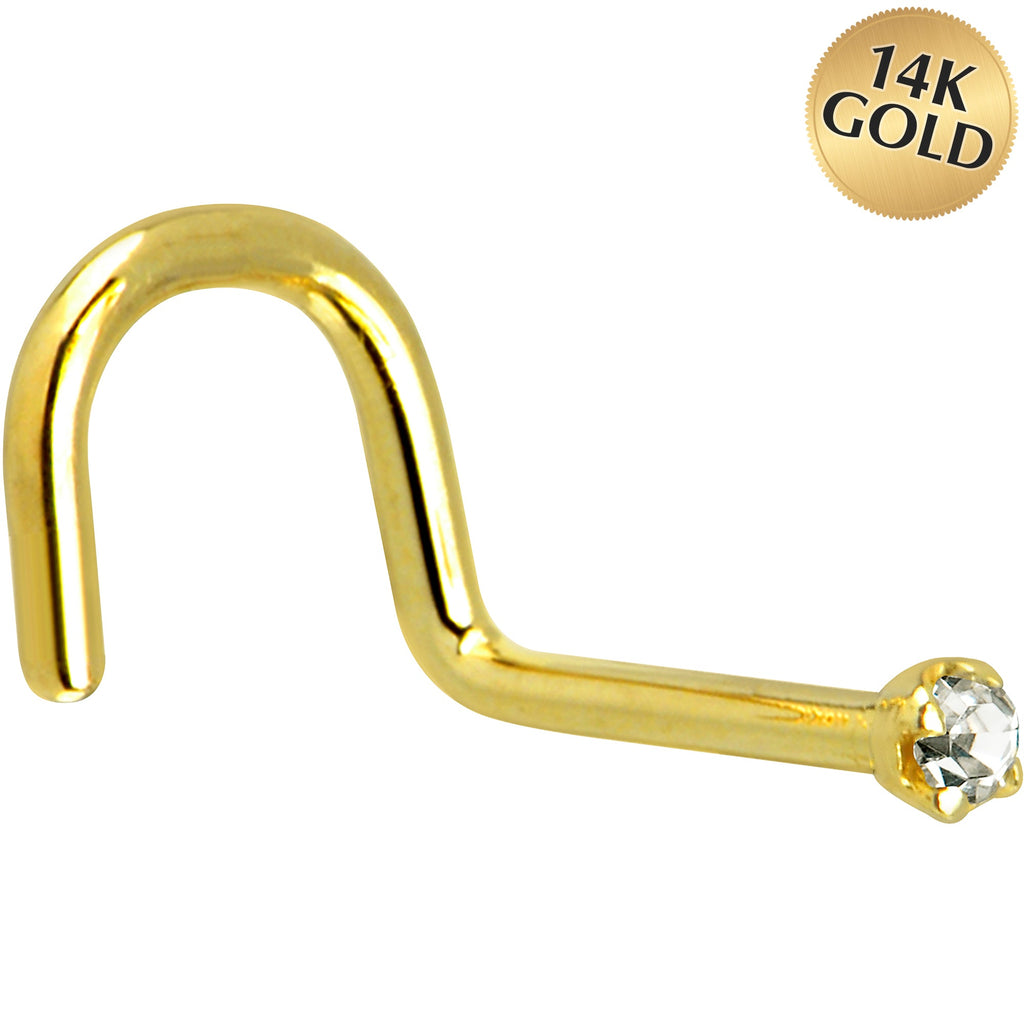 BodyCandy Solid 14K Yellow Gold 1.5mm Genuine Diamond Nose Ring — back view