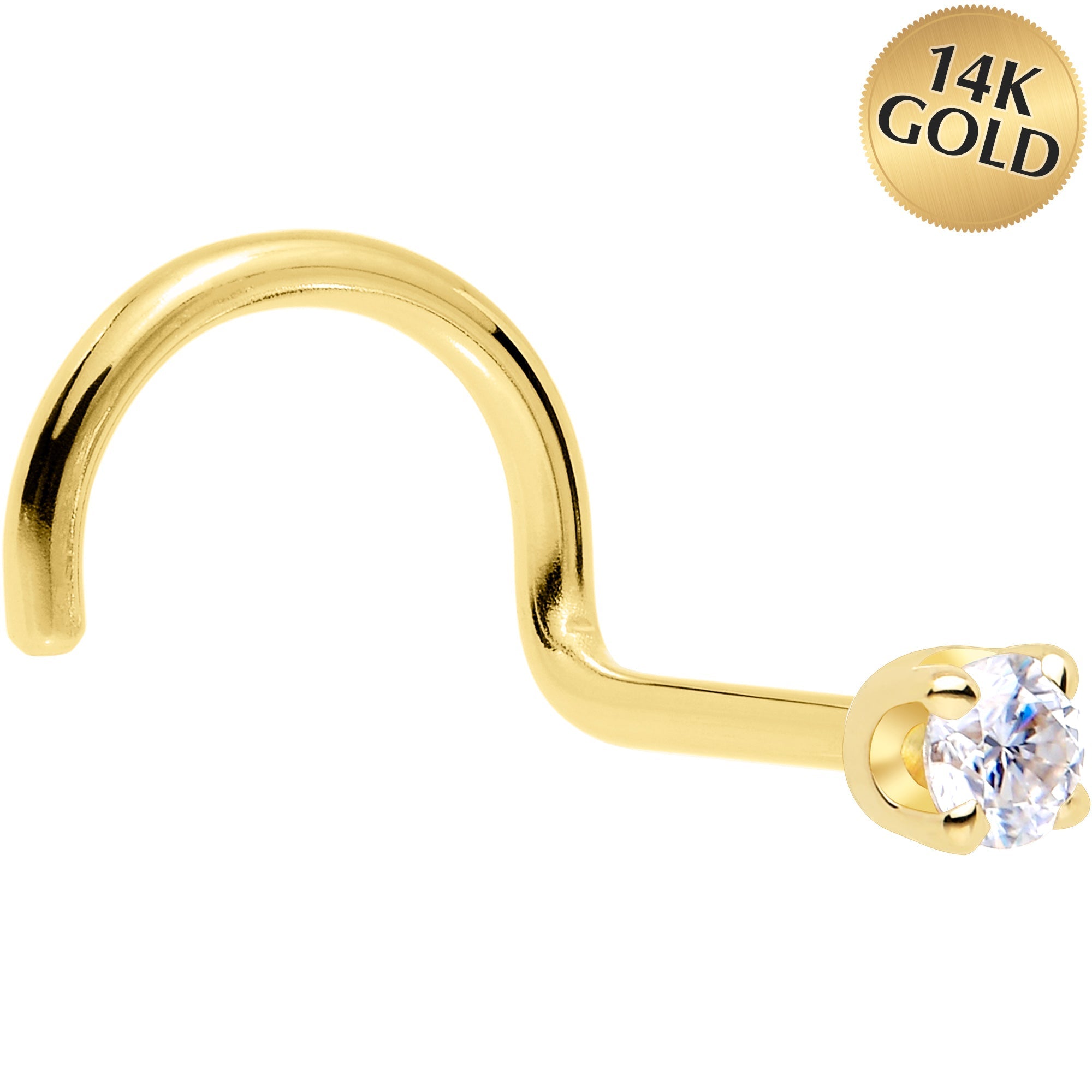 BodyCandy 14k Yellow Gold 2mm Lab Grown Diamond Nose Ring — detail close-up
