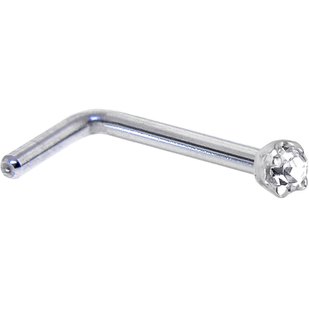 BodyCandy Solid 14K White Gold 1.5mm Genuine Diamond Nose Ring — detail close-up