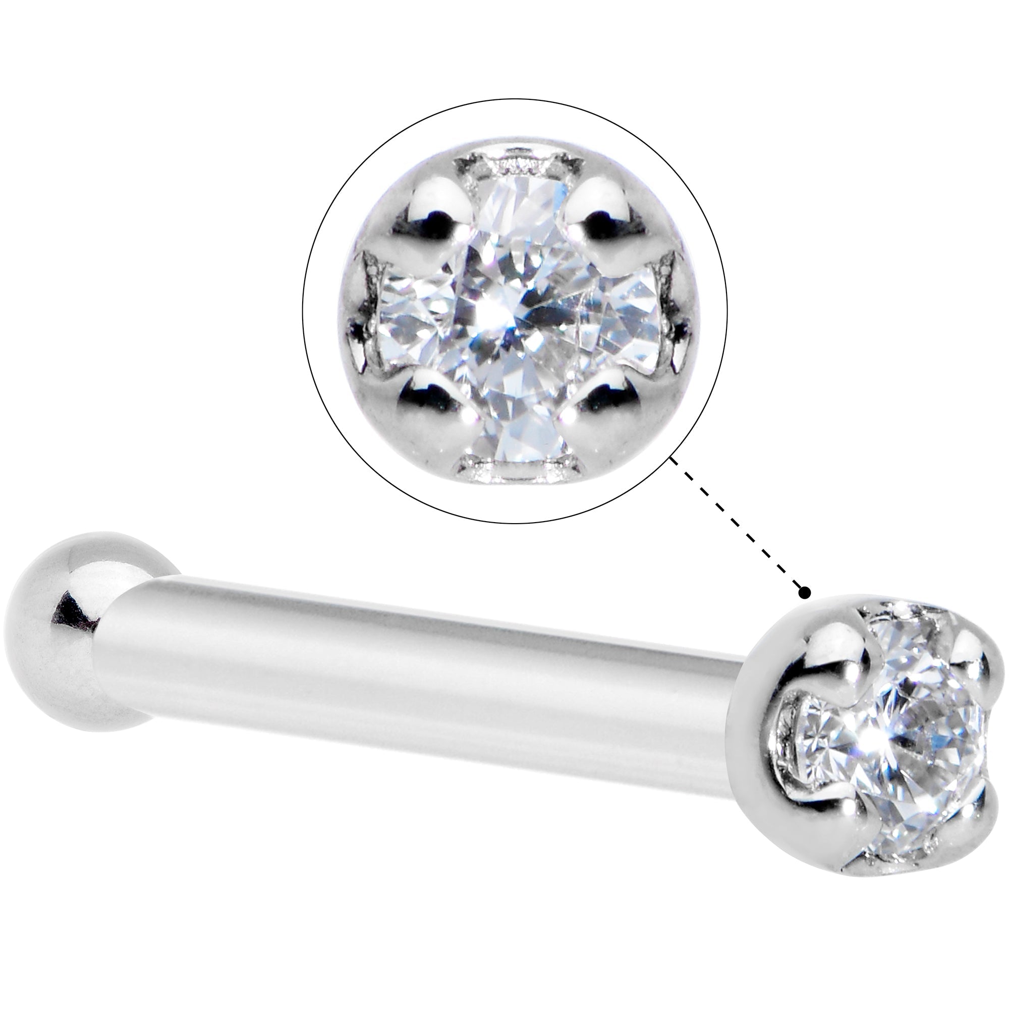 BodyCandy 18G Solid 14k White Gold 1.5mm Genuine Diamond Nose Bone — packaging or label