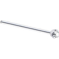 BodyCandy Solid 14K White Gold 2mm Clear Cubic Zirconia Nose Ring — detail close-up