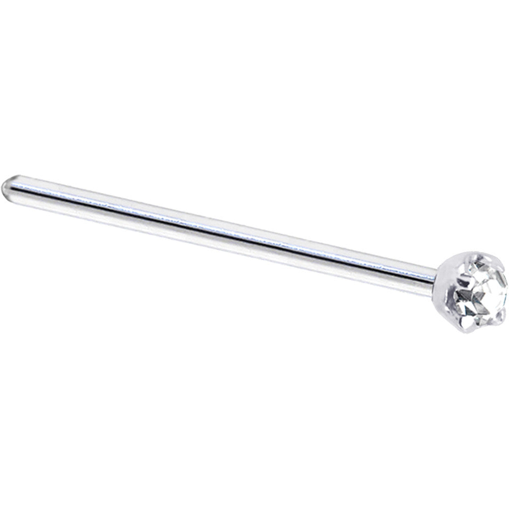 BodyCandy Solid 14K White Gold 2mm Clear Cubic Zirconia Nose Ring — detail close-up