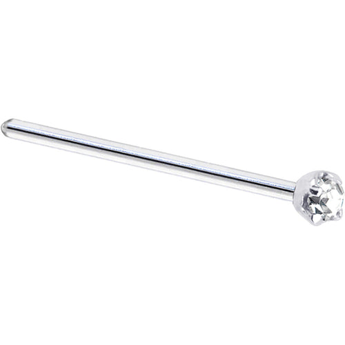 BodyCandy Solid 14K White Gold 2mm Clear Cubic Zirconia Nose Ring — detail close-up