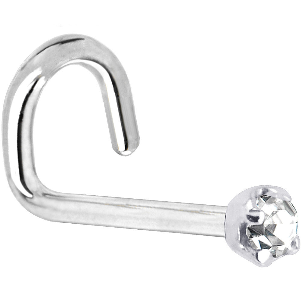 BodyCandy Solid 14K White Gold 2mm Clear Cubic Zirconia Nose Ring — lifestyle context