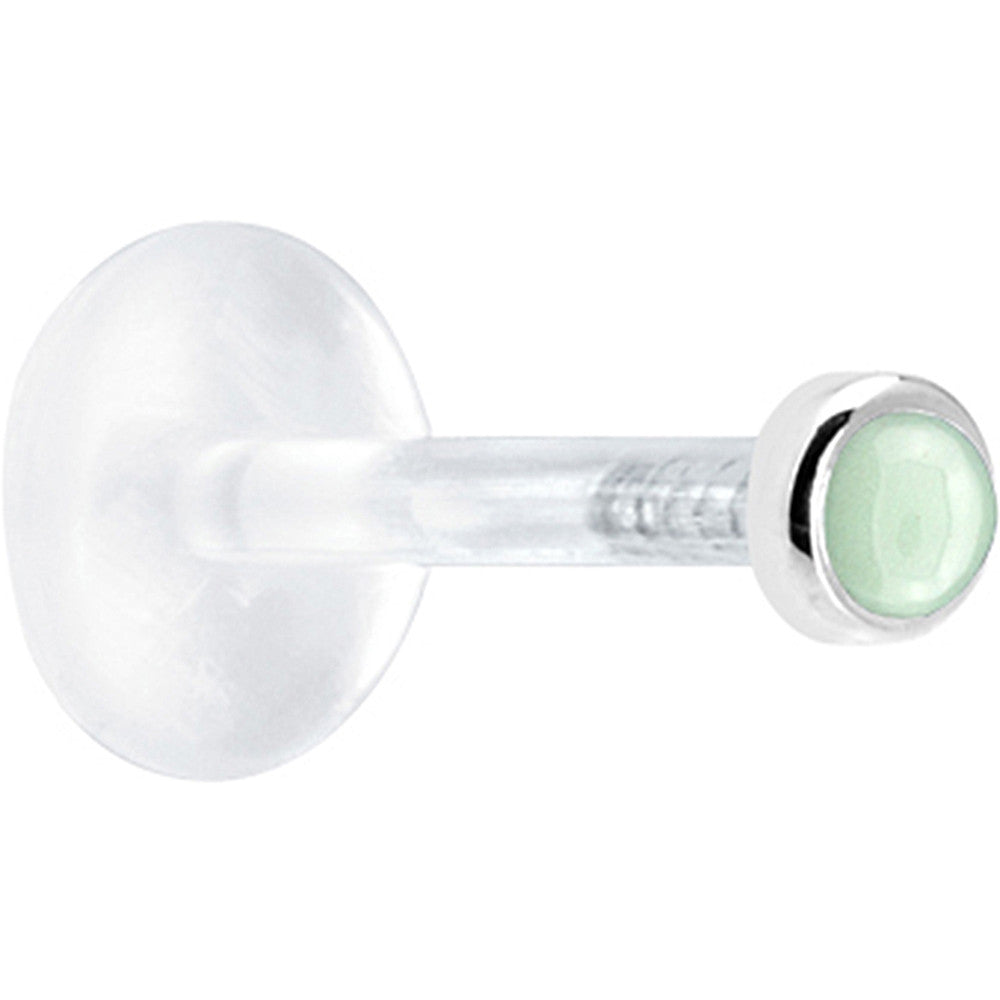 BodyCandy 16G 5/16 Solid 14K White Gold 2mm Genuine Aventurine Quartz Bioplast Tragus Earring Stud — detail close-up