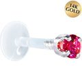 BodyCandy 16G 5/16 Solid 14K White Gold 3mm Red Cubic Zirconia Bioplast Tragus Earring Stud — main product shot