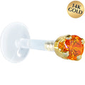 BodyCandy 16G 5/16 Solid 14K Yellow Gold 3mm Orange Cubic Zirconia Bioplast Tragus Earring Stud — main product shot