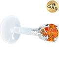 BodyCandy 16G 5/16 Solid 14K White Gold 3mm Orange Cubic Zirconia Bioplast Tragus Earring Stud — main product shot