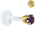 BodyCandy 16G 5/16 Solid 14K Yellow Gold 3mm Amethyst Cubic Zirconia Bioplast Tragus Earring Stud — main product shot