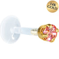 BodyCandy 16G 5/16 Solid 14K Yellow Gold 3mm Salmon Cubic Zirconia Bioplast Tragus Earring Stud — main product shot