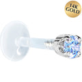 BodyCandy 16G 5/16 Solid 14K White Gold 3mm Plexi Blue Cubic Zirconia Bioplast Tragus Earring Stud — main product shot