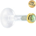 BodyCandy Solid 14K Yellow Gold 2mm Genuine Labradorite Bioplast Push in Labret — main product shot