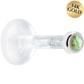 BodyCandy Solid 14K White Gold 2mm Genuine Labradorite Bioplast Push in Labret — main product shot