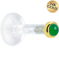 BodyCandy Solid 14K Yellow Gold 2mm Genuine Jade Bioplast Push in Labret — main product shot
