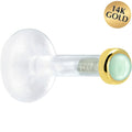 BodyCandy Solid 14K Yellow Gold 2mm Genuine Aventurine Quartz Bioplast Push in Labret — main product shot
