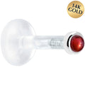 BodyCandy Solid 14K White Gold 2mm Genuine Red Garnet Bioplast Push in Labret — main product shot