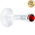 BodyCandy Solid 14K White Gold 2mm Genuine Ruby Bioplast Push in Labret — main product shot
