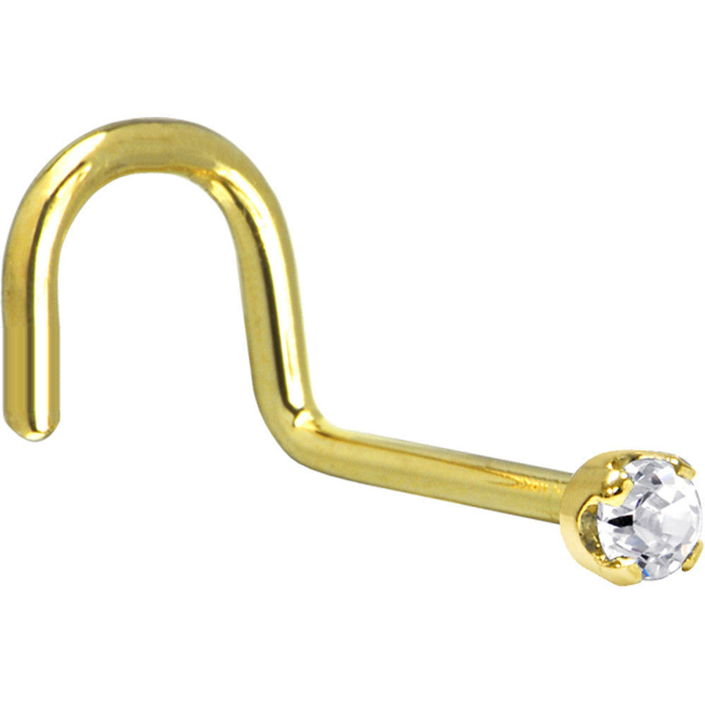 BodyCandy Solid 14K Yellow Gold 2mm Clear Cubic Zirconia Nose Ring — lifestyle context