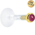 BodyCandy Solid 14K Yellow Gold 2mm Genuine Rhodolite Garnet Bioplast Push in Labret — main product shot