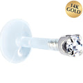 BodyCandy Solid 14K White Gold 1.5mm Genuine Diamond Bioplast Push in Labret — main product shot