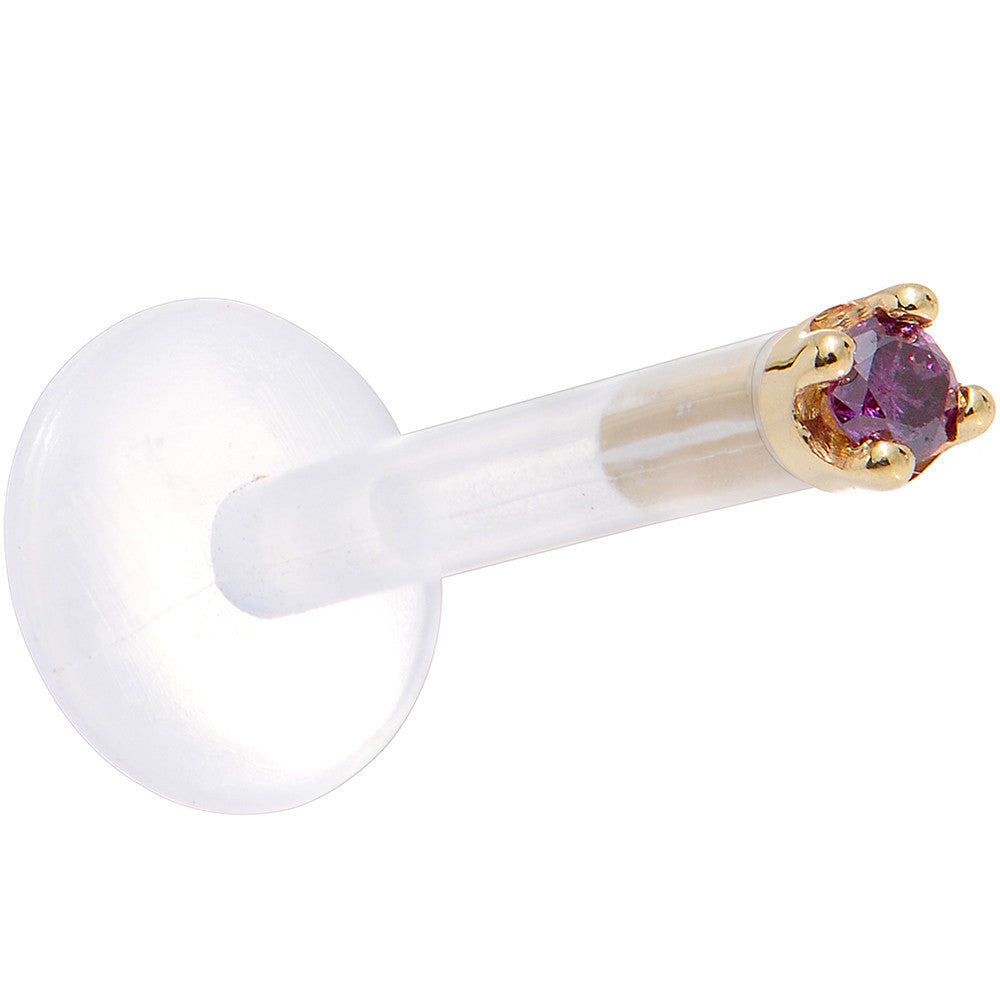 BodyCandy Solid 14K Yellow Gold 1.5mm Genuine Purple Diamond Bioplast Push in Labret — lifestyle context