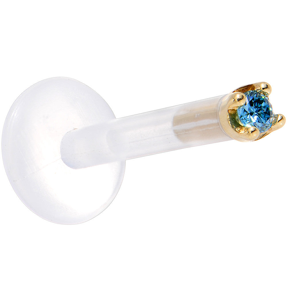 BodyCandy Solid 14K Yellow Gold 1.5mm Genuine Blue Diamond Bioplast Push in Labret — lifestyle context