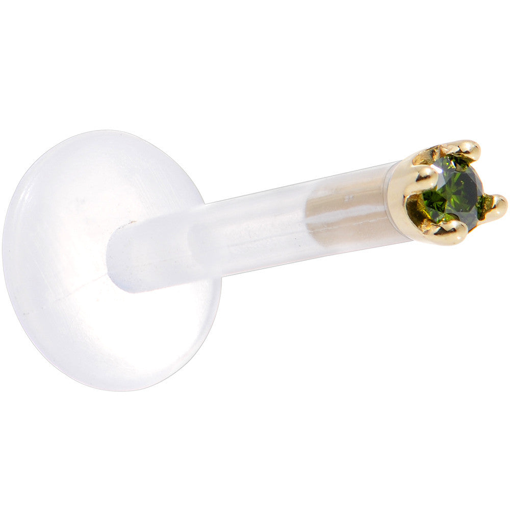 BodyCandy Solid 14K Yellow Gold 1.5mm Genuine Green Diamond Bioplast Push in Labret — lifestyle context