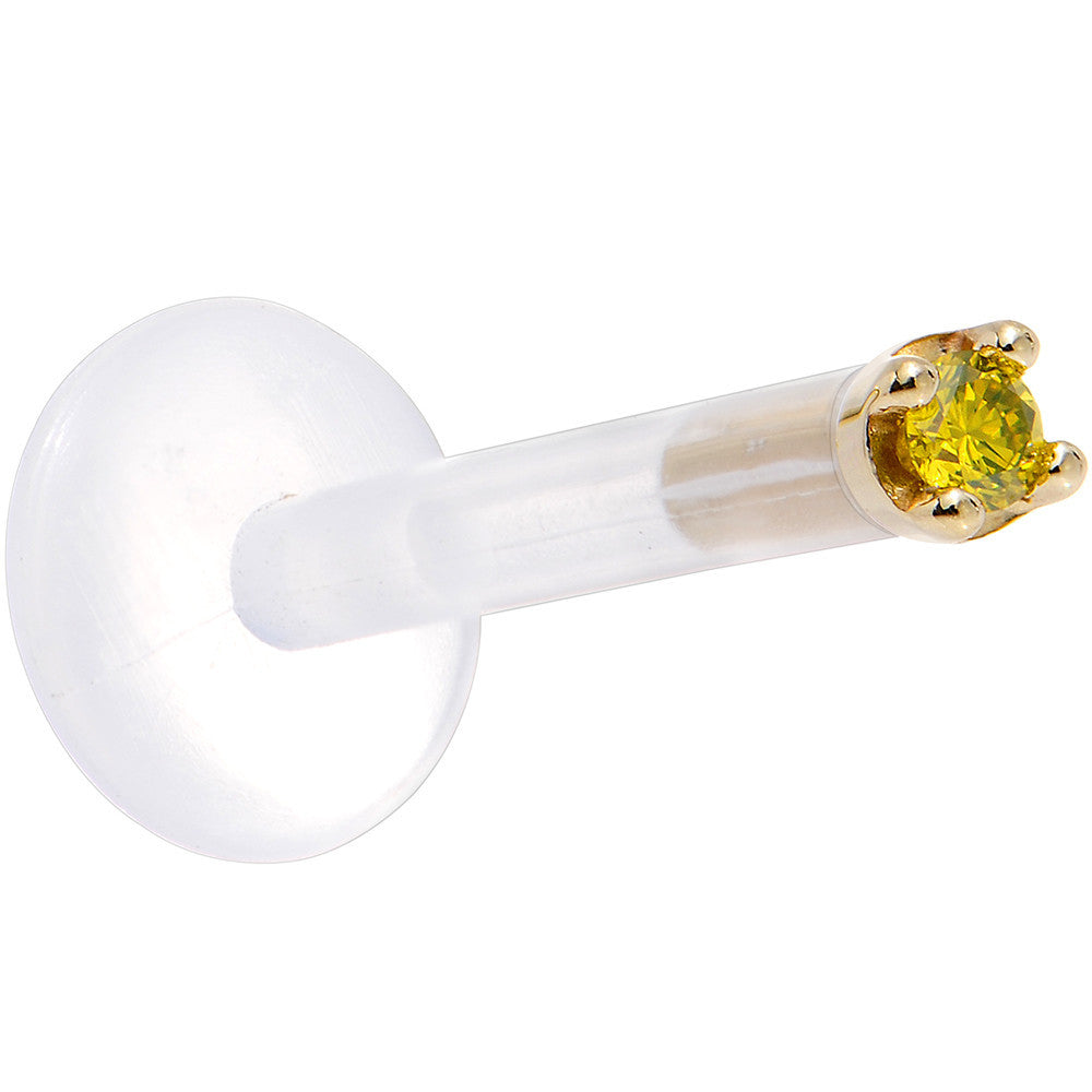 BodyCandy Solid 14K Yellow Gold 1.5mm Genuine Yellow Diamond Bioplast Push in Labret — lifestyle context