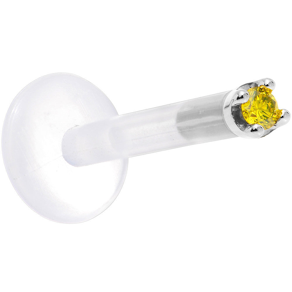 BodyCandy Solid 14K White Gold 1.5mm Genuine Yellow Diamond Bioplast Push in Labret — lifestyle context