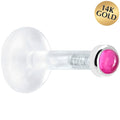BodyCandy Solid 14K White Gold 2mm Genuine Pink Tourmaline Bioplast Push in Monroe — main product shot
