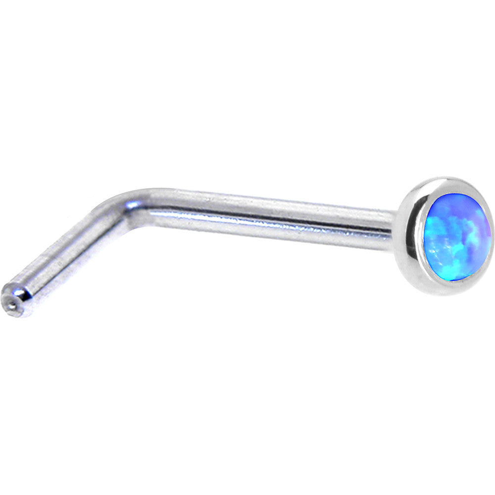 BodyCandy Solid 14K White Gold 2mm Blue Synthetic Opal Nose Ring — lifestyle context