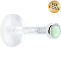 BodyCandy Solid 14K White Gold 2mm Genuine Aventurine Quartz Bioplast Push in Monroe — main product shot