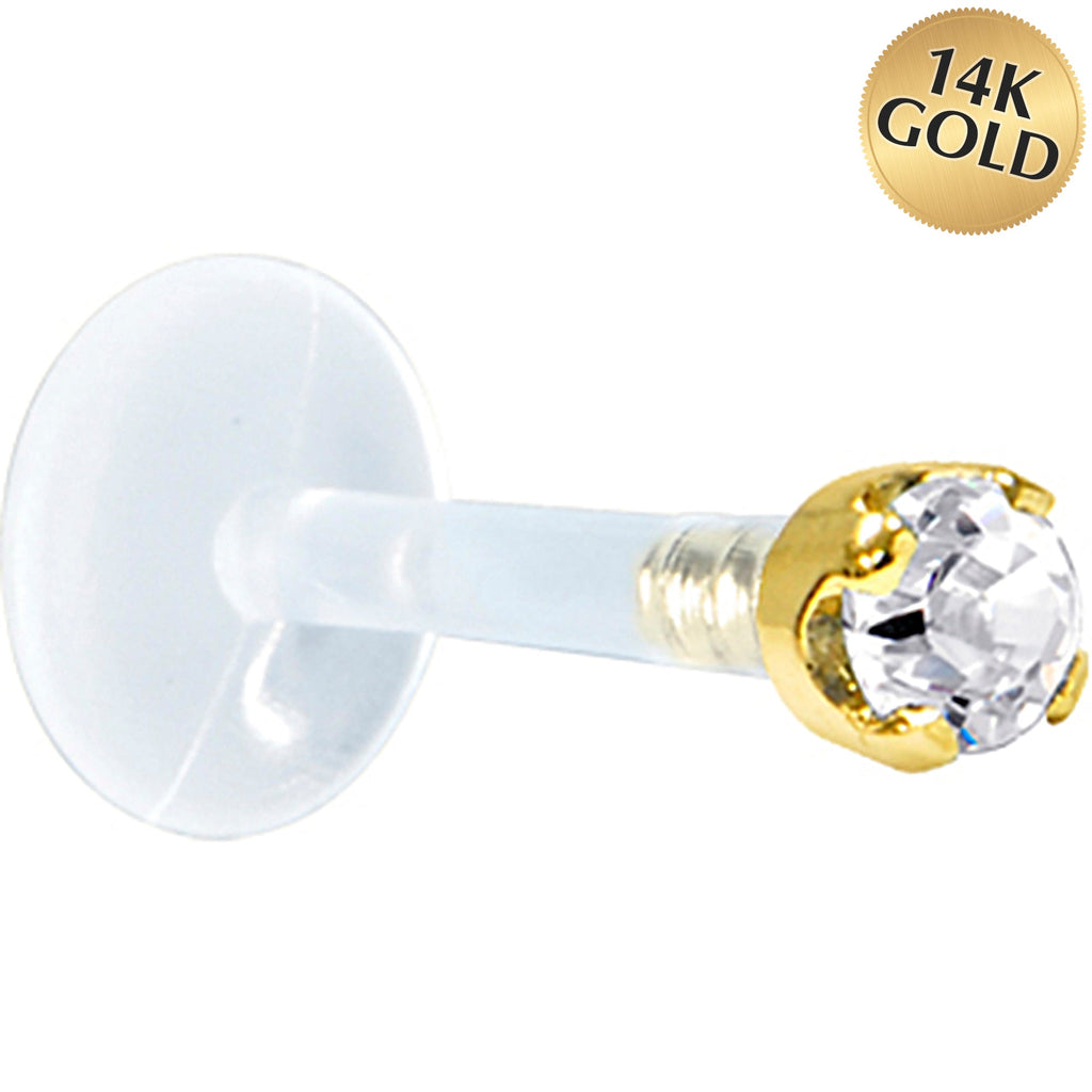 BodyCandy Solid 14K Yellow Gold 1.5mm Genuine Diamond Bioplast Push in Monroe — main product shot