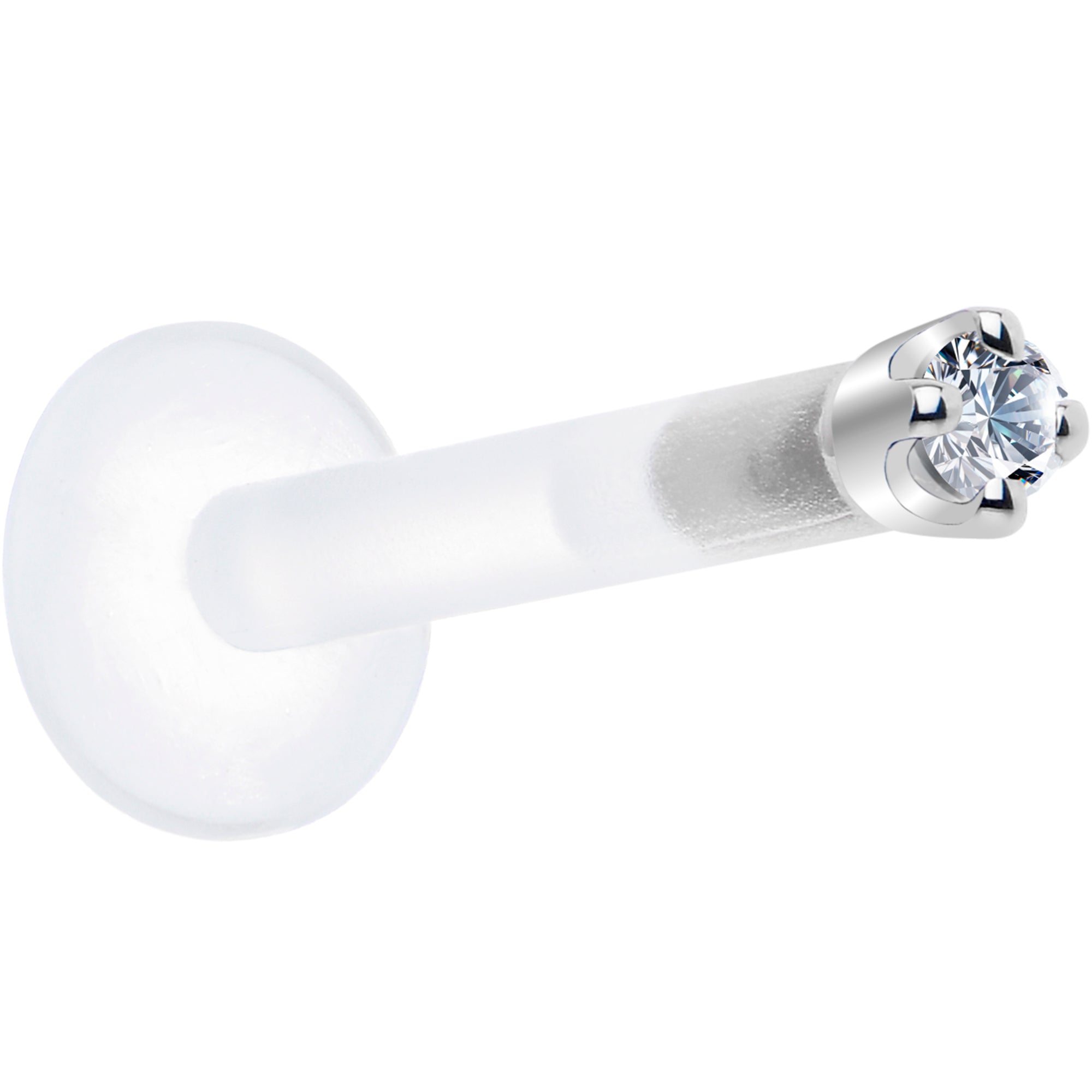 BodyCandy Solid 14K White Gold 1.5mm Genuine Diamond Bioplast Push in Monroe — detail close-up