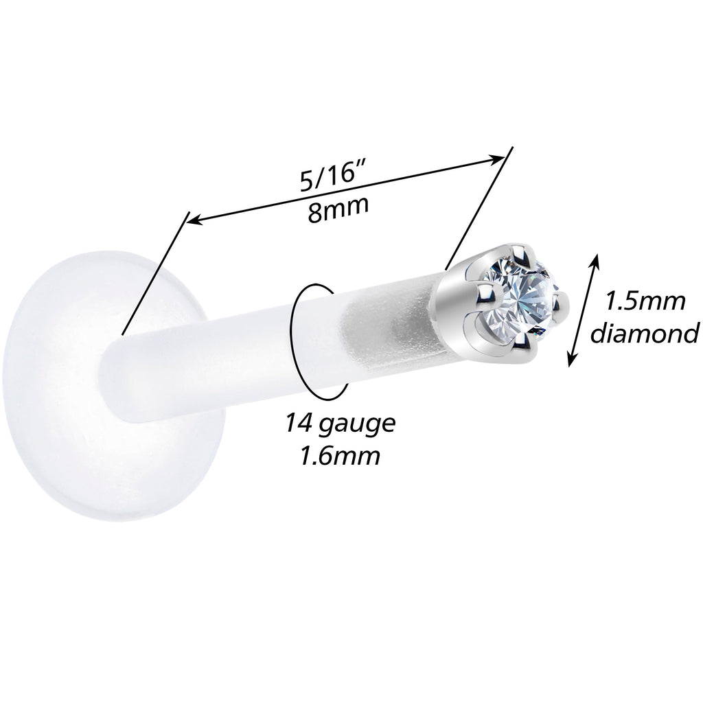 BodyCandy Solid 14K White Gold 1.5mm Genuine Diamond Bioplast Push in Monroe — back view