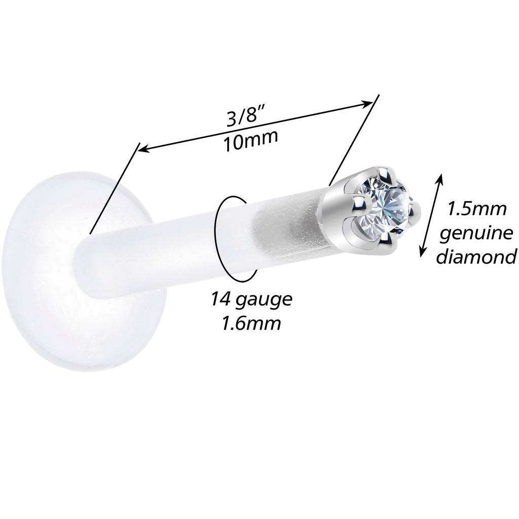 BodyCandy Solid 14K White Gold 1.5mm Genuine Diamond Bioplast Push in Monroe — color detail