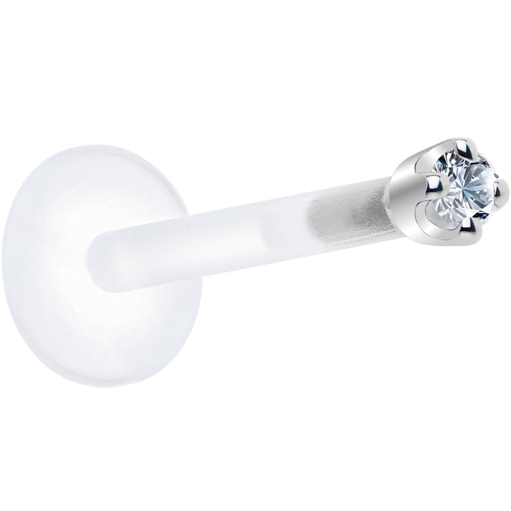 BodyCandy Solid 14K White Gold 1.5mm Genuine Diamond Bioplast Push in Monroe — in-use photo