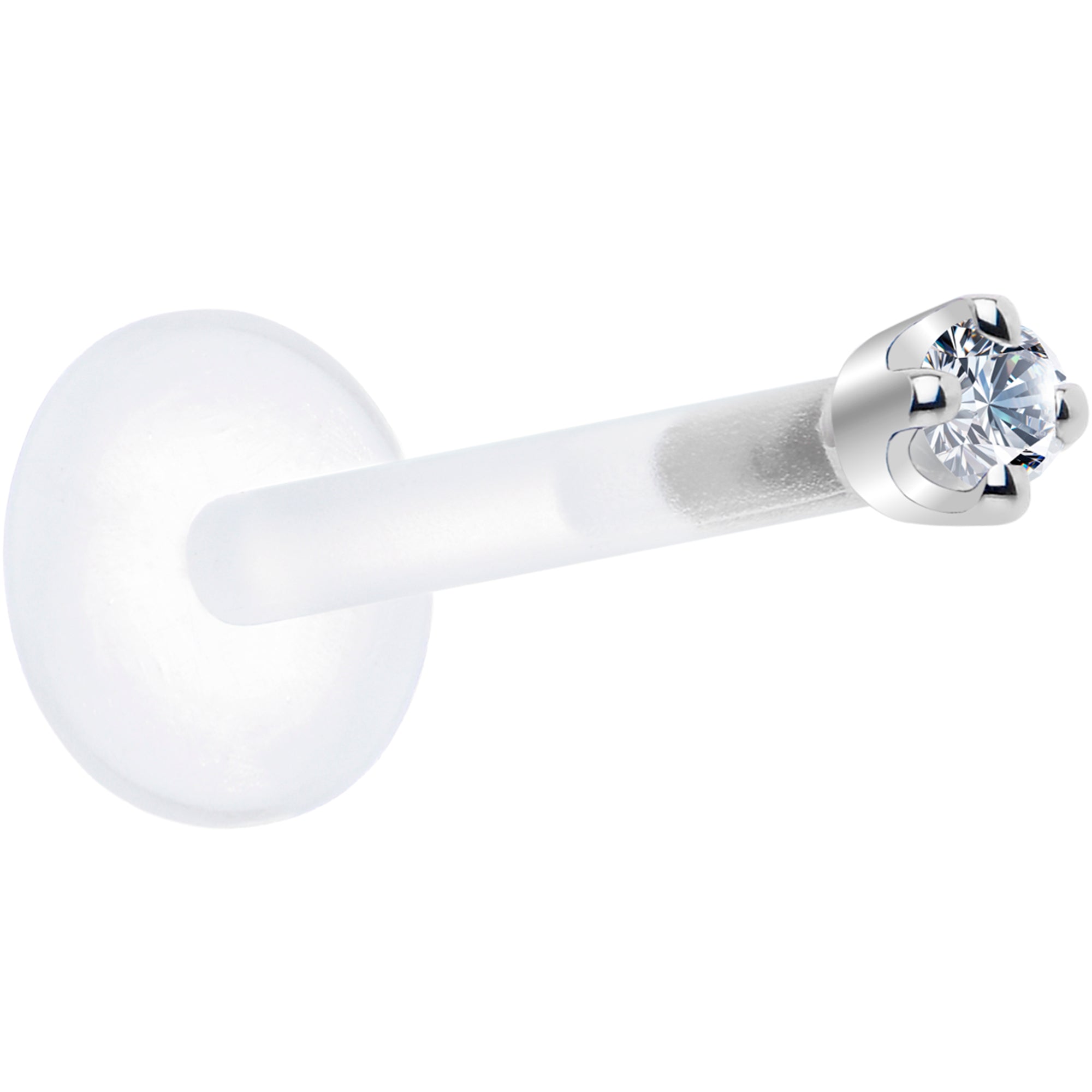 BodyCandy Solid 14K White Gold 1.5mm Genuine Diamond Bioplast Push in Monroe — in-use photo