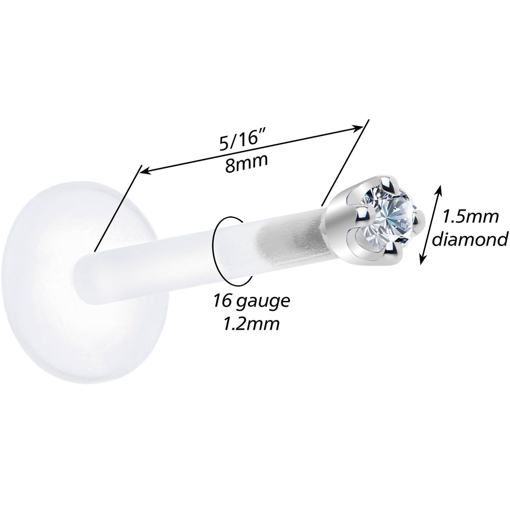 BodyCandy Solid 14K White Gold 1.5mm Genuine Diamond Bioplast Push in Monroe — packaging