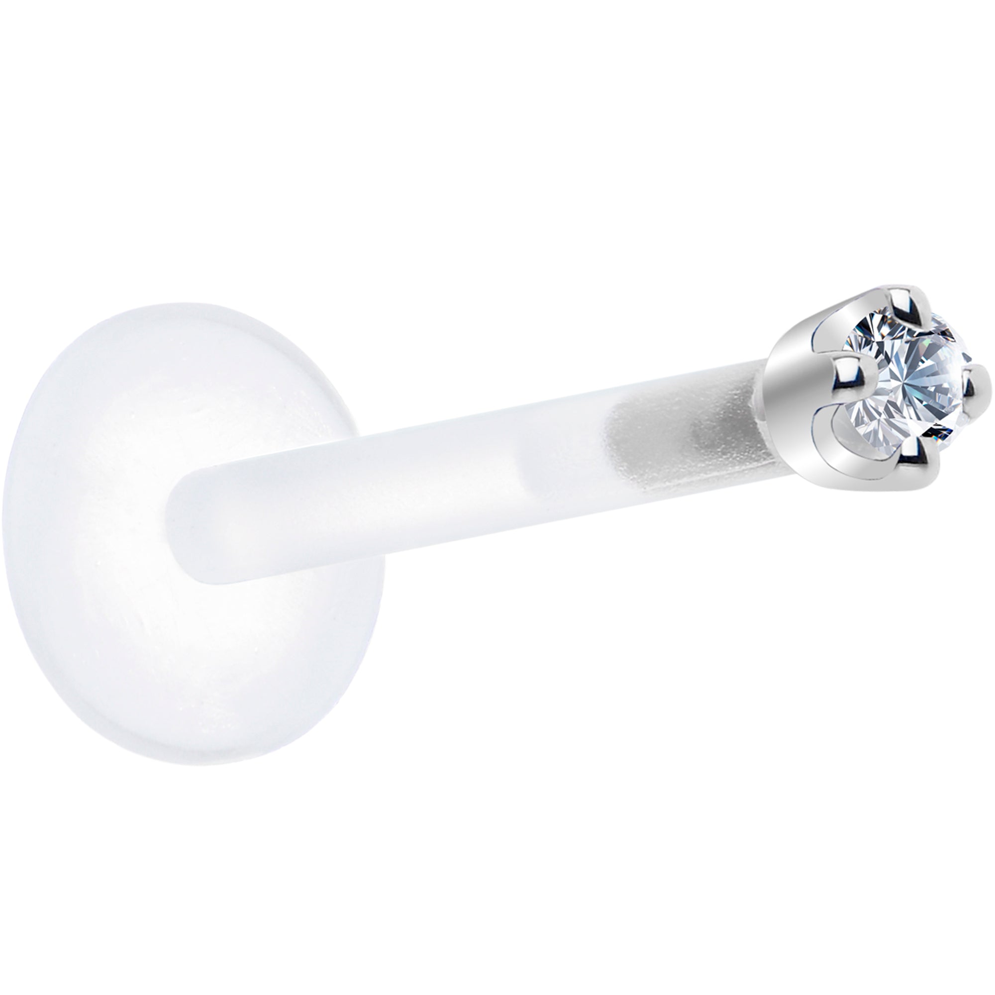 BodyCandy Solid 14K White Gold 1.5mm Genuine Diamond Bioplast Push in Monroe — size reference